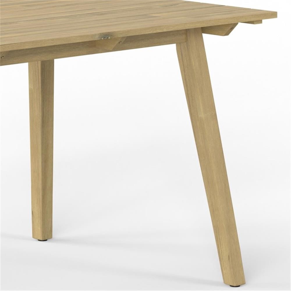 Kona 65 inch Wide Contemporary Outdoor Dining Table in Light Teak