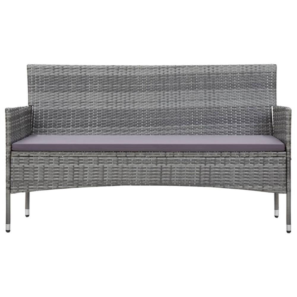Bowery Hill 3-Seater PE Rattan And Steel And Polyester Fabric Sofa in Gray