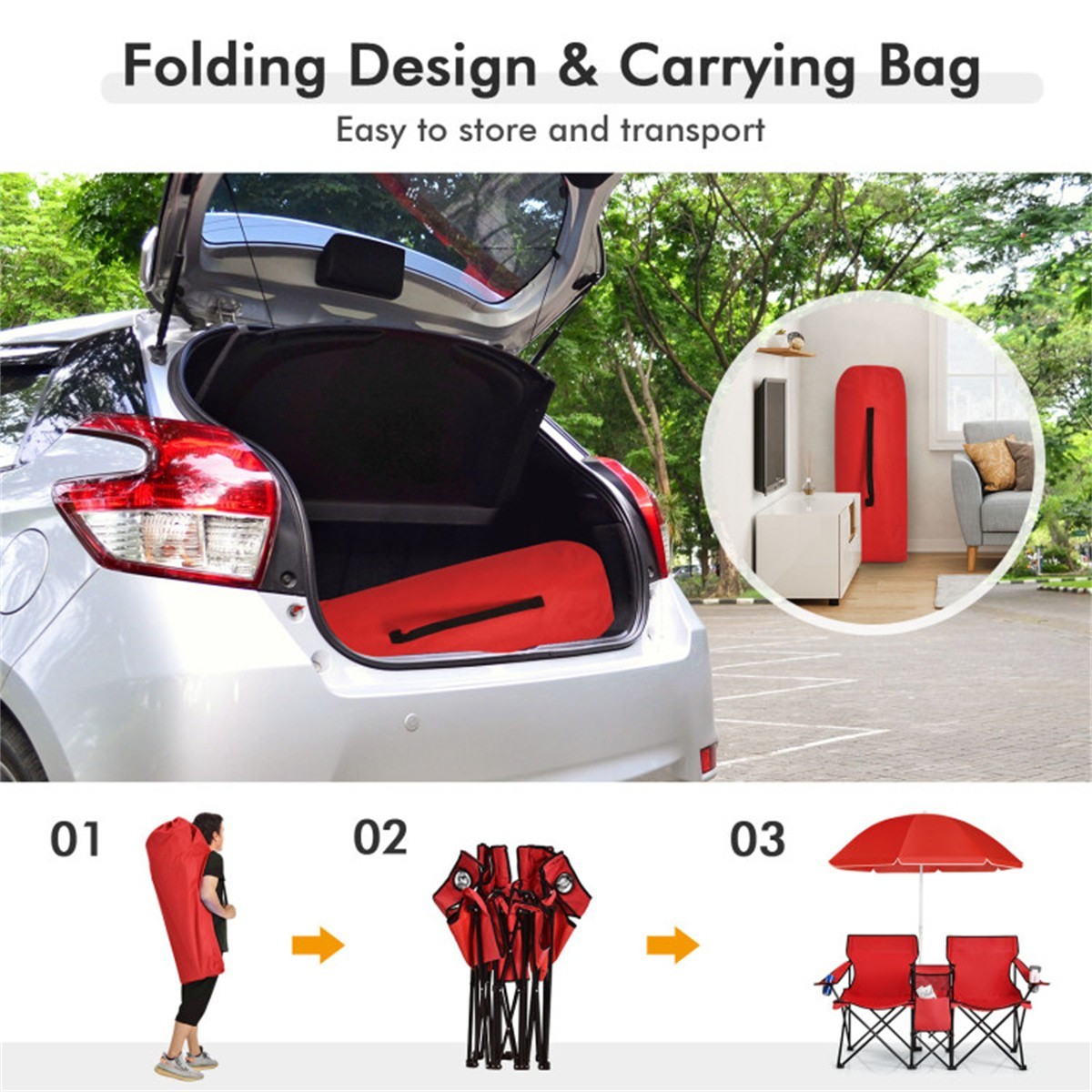 ❄️FREE SHIPPING!❄️2 Foldable Outdoor Chairs & Umbrellas 4 Camping or Tailgating!