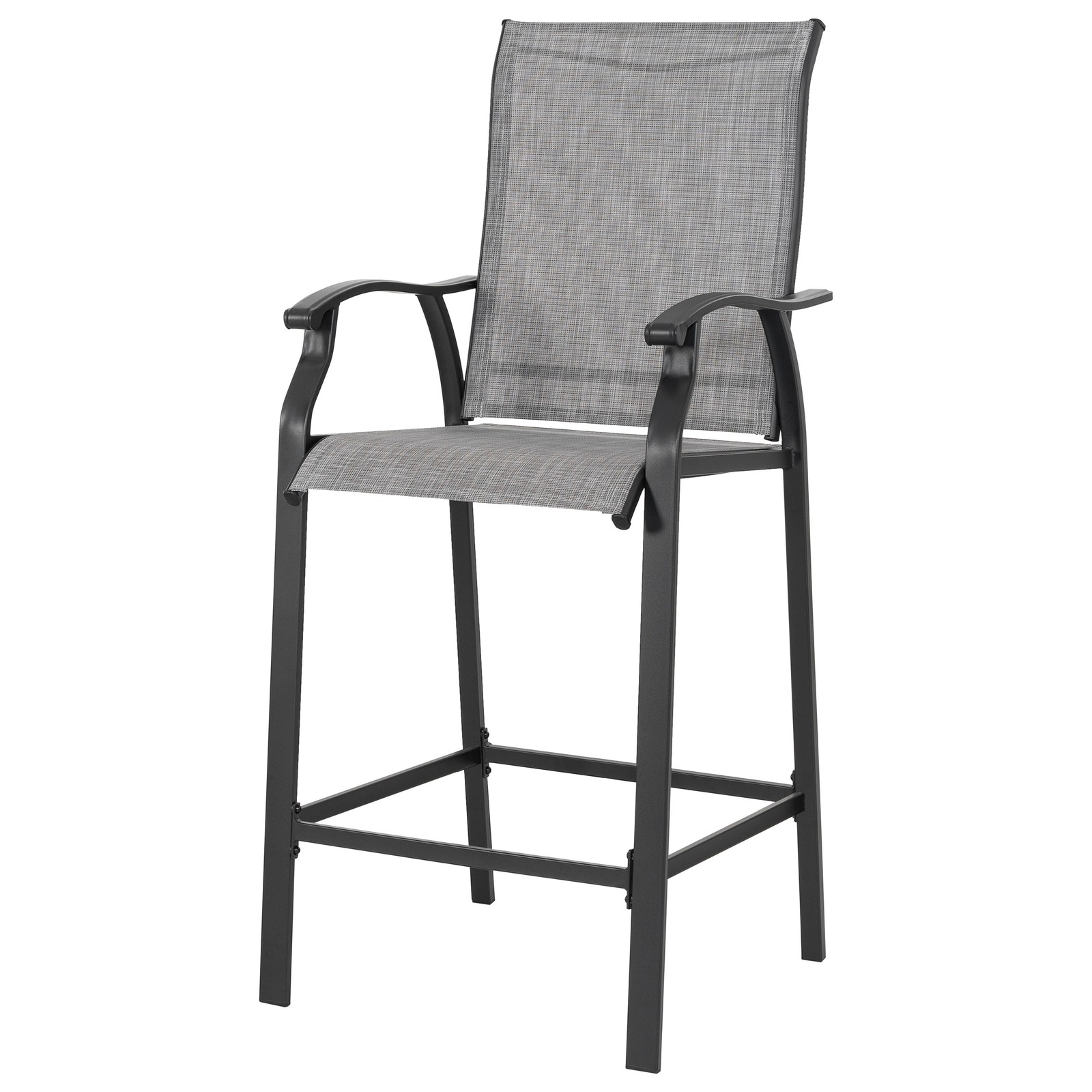 Nuu Garden Outdoor 3-Piece Textilene Bar Set, Height Back Bar Stools and Hole,