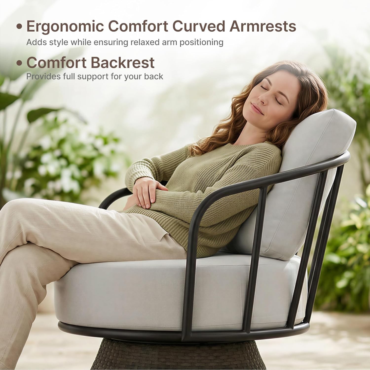 3 PCS Patio Furniture Set,Outdoor Swivel Chairs Set of 2 w/Side Table,Wicker Pat