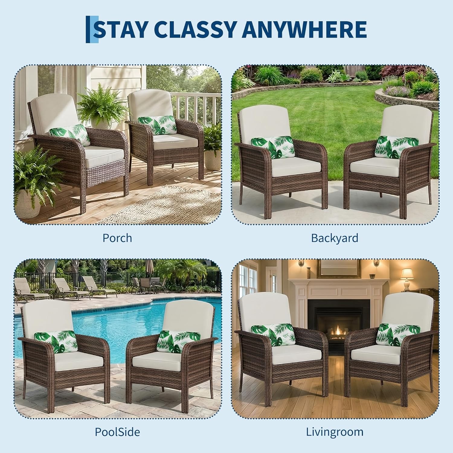 2PCS Outdoor Patio Rattan Conversation Furniture Set Wicker Chair w/ Cushion
