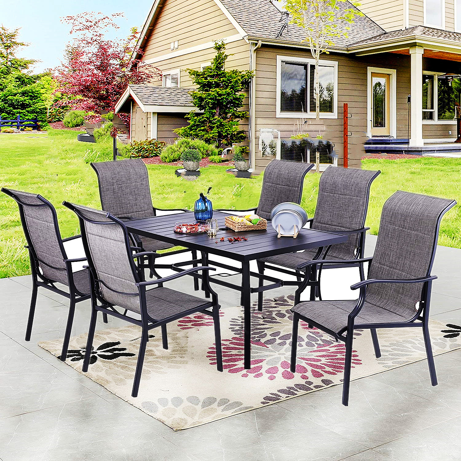 7Pcs Patio Furniture Set Outdoor Dining Table Set Patio Furniture Table Chairs