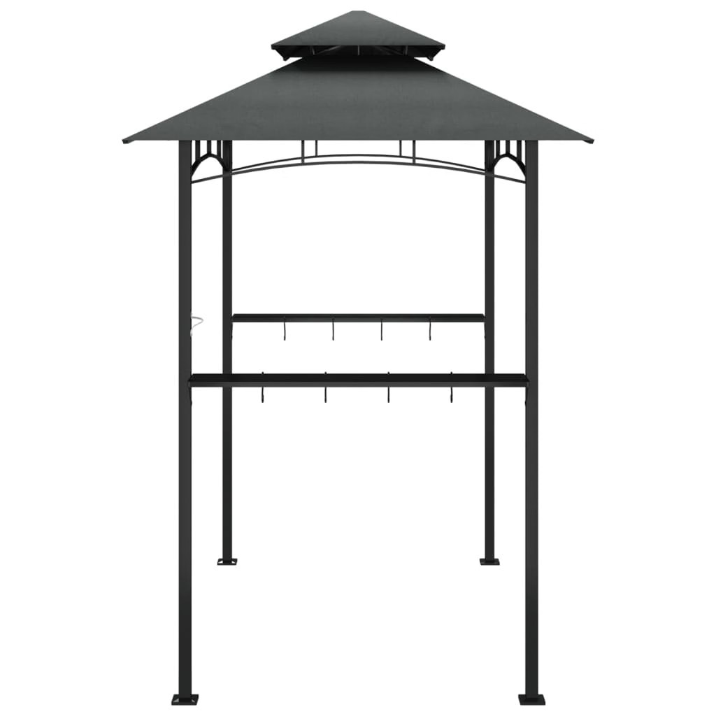 BBQ Gazebo with Side Shelves Anthracite 94.5″x59.1″x95.7″ Steel