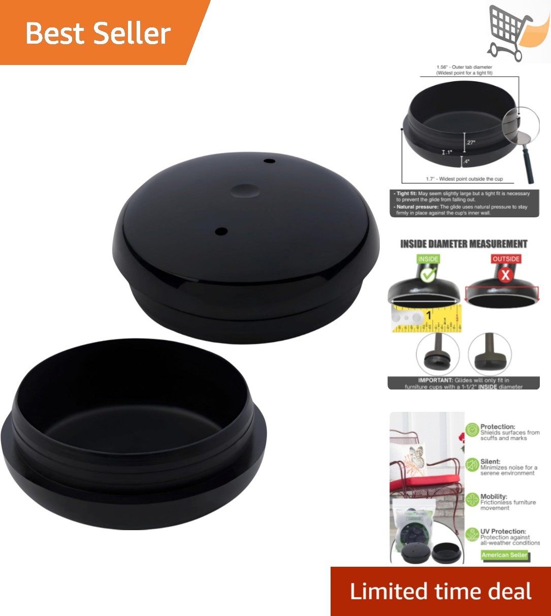 Wrought Iron Patio Furniture Feet Caps 1.5 Inch Plastic Round Floor Protectors
