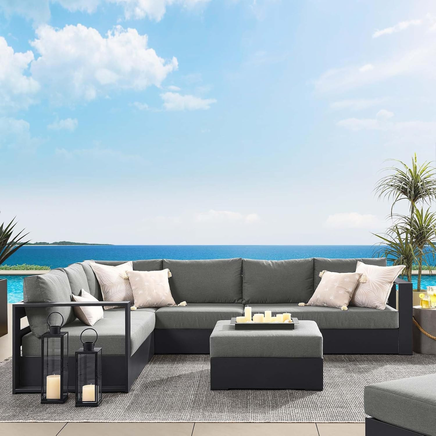Tahoe 5-Piece Modular Outdoor Patio Sofa Set with Weather-Resistant Cushions