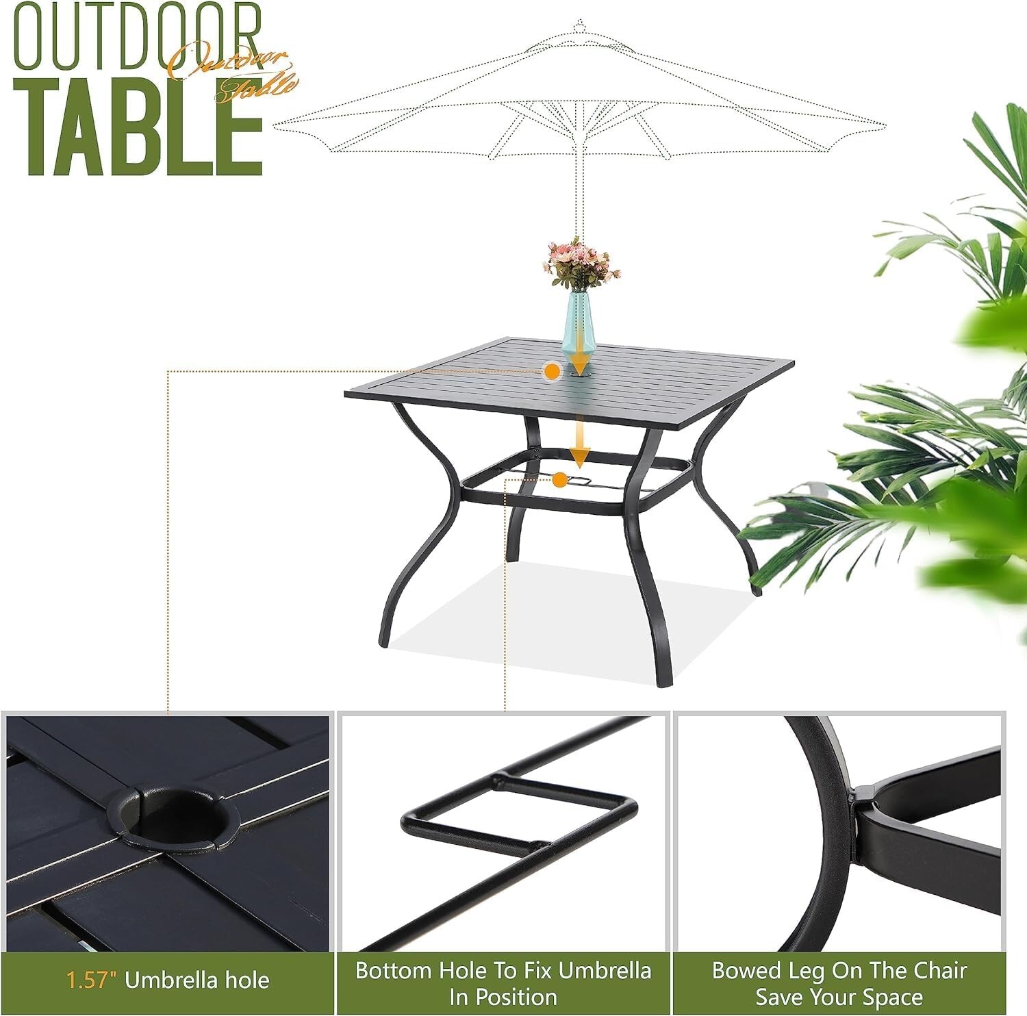 5 Piece Metal Patio Furniture Set Outdoor Table Chairs Dining Set Bistro Tables