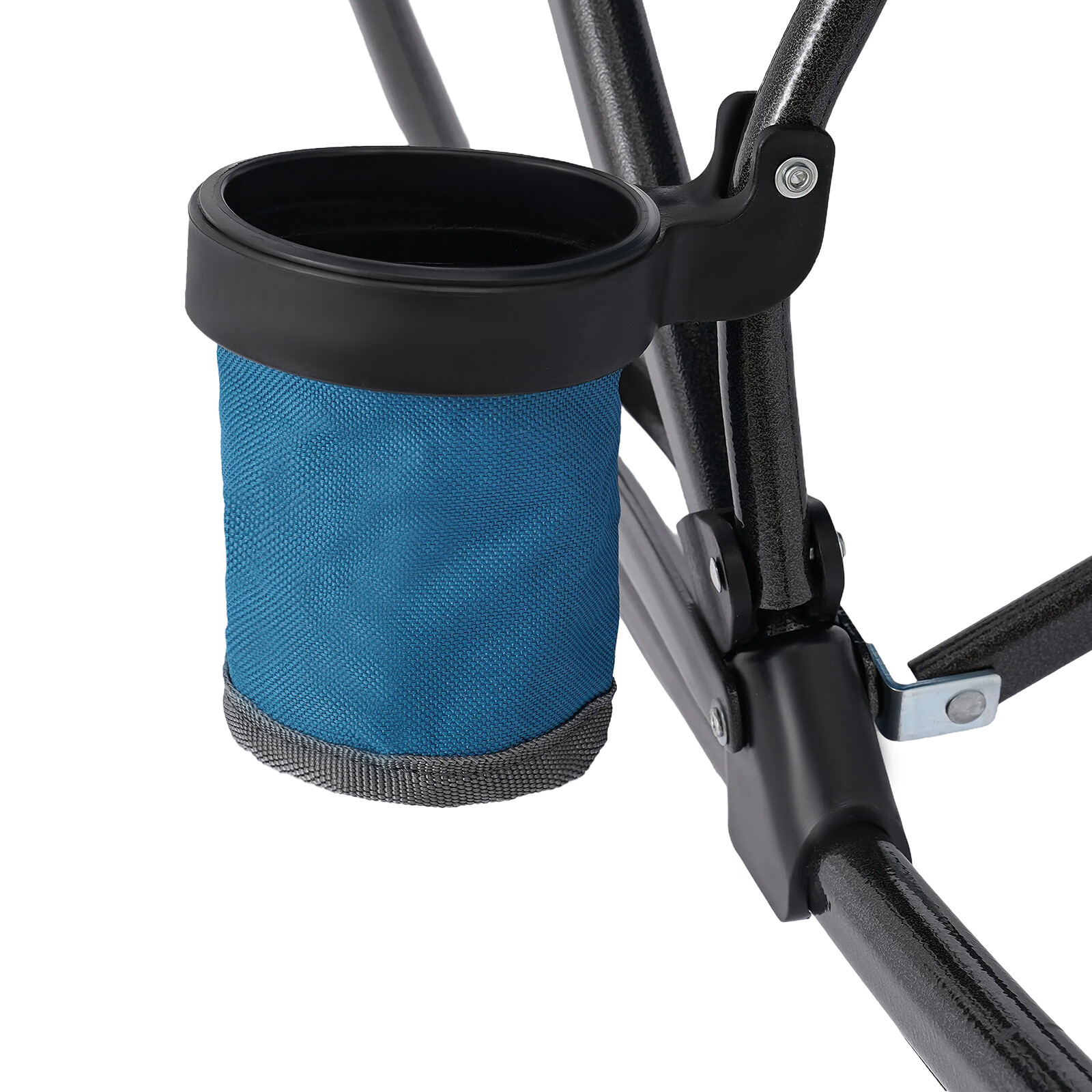 Folding Rocking Camping Chair Steel Frame Oxford Mesh Back Cup Holder 330 lb