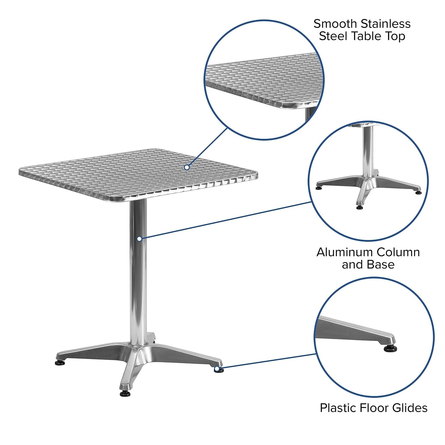 Flash Furniture Aluminum 23.5″ Square Bistro Table