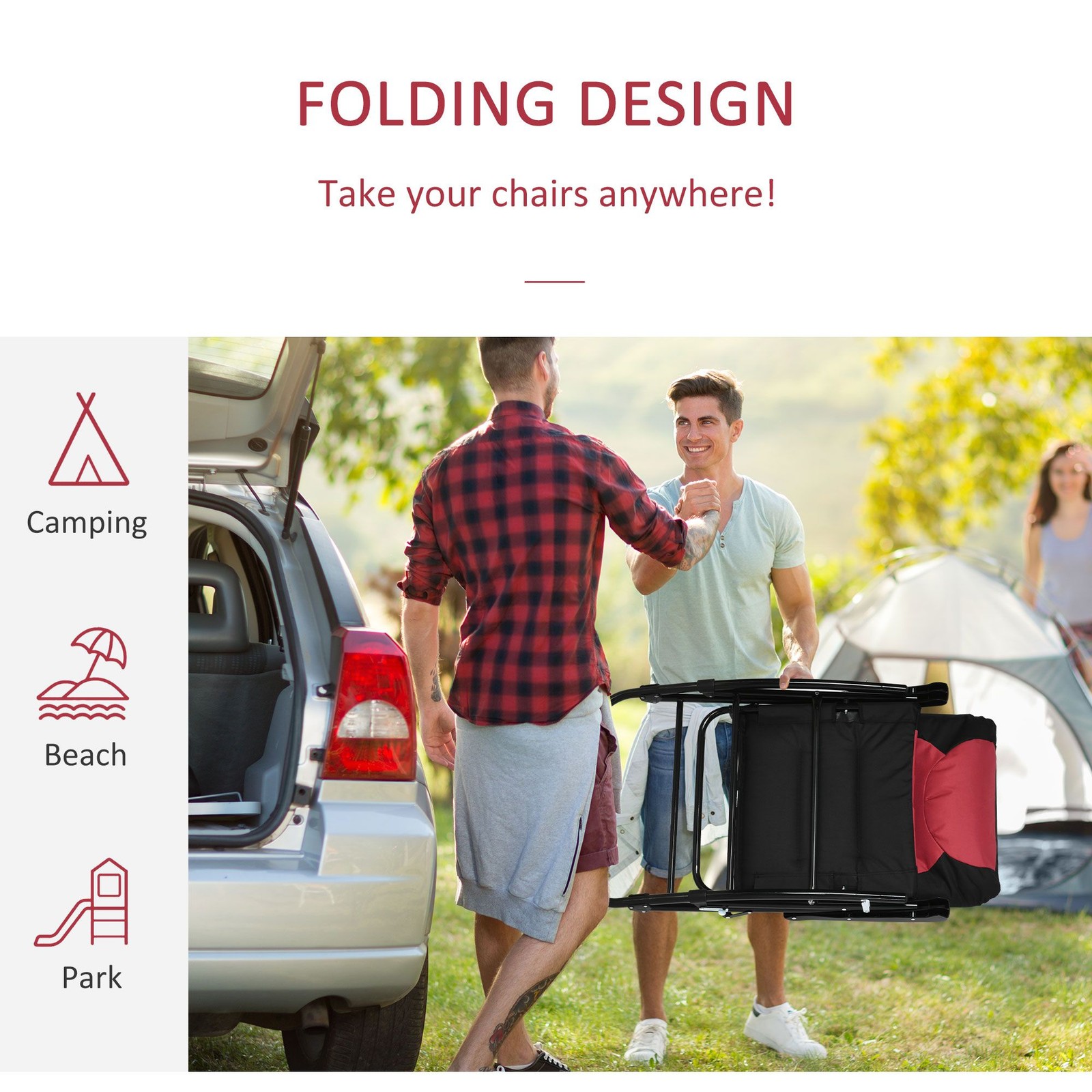 Camping-Friendly Rocking Chair Set Heavy Load 265lb Foldable Lightweight