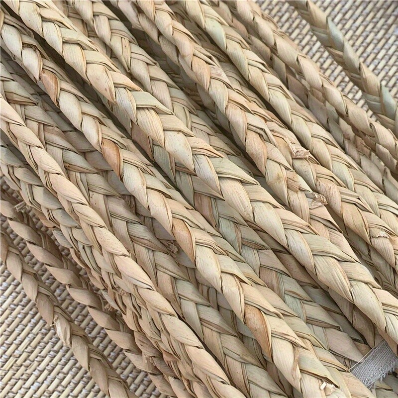 30m Three Strands Straw Braided Corn Leaf Hand-rubbed Rope 1cm Hat Craft Quality