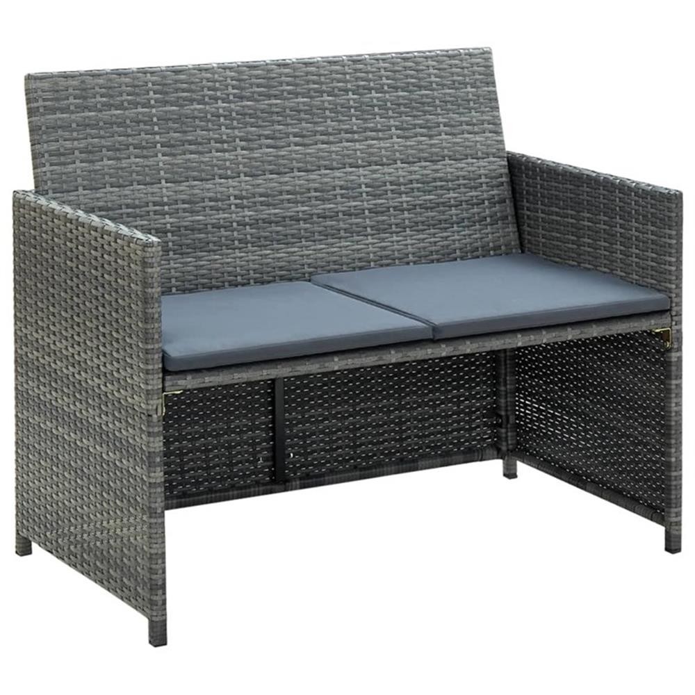 Bowery Hill Contemporary 2-Seater PE Rattan Lightweight Sofa in Gray