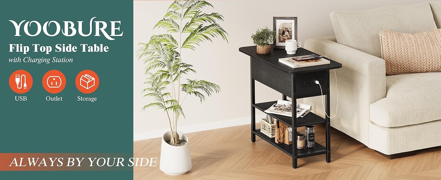 End Table with Charging Stat, Flip Side Table with USB