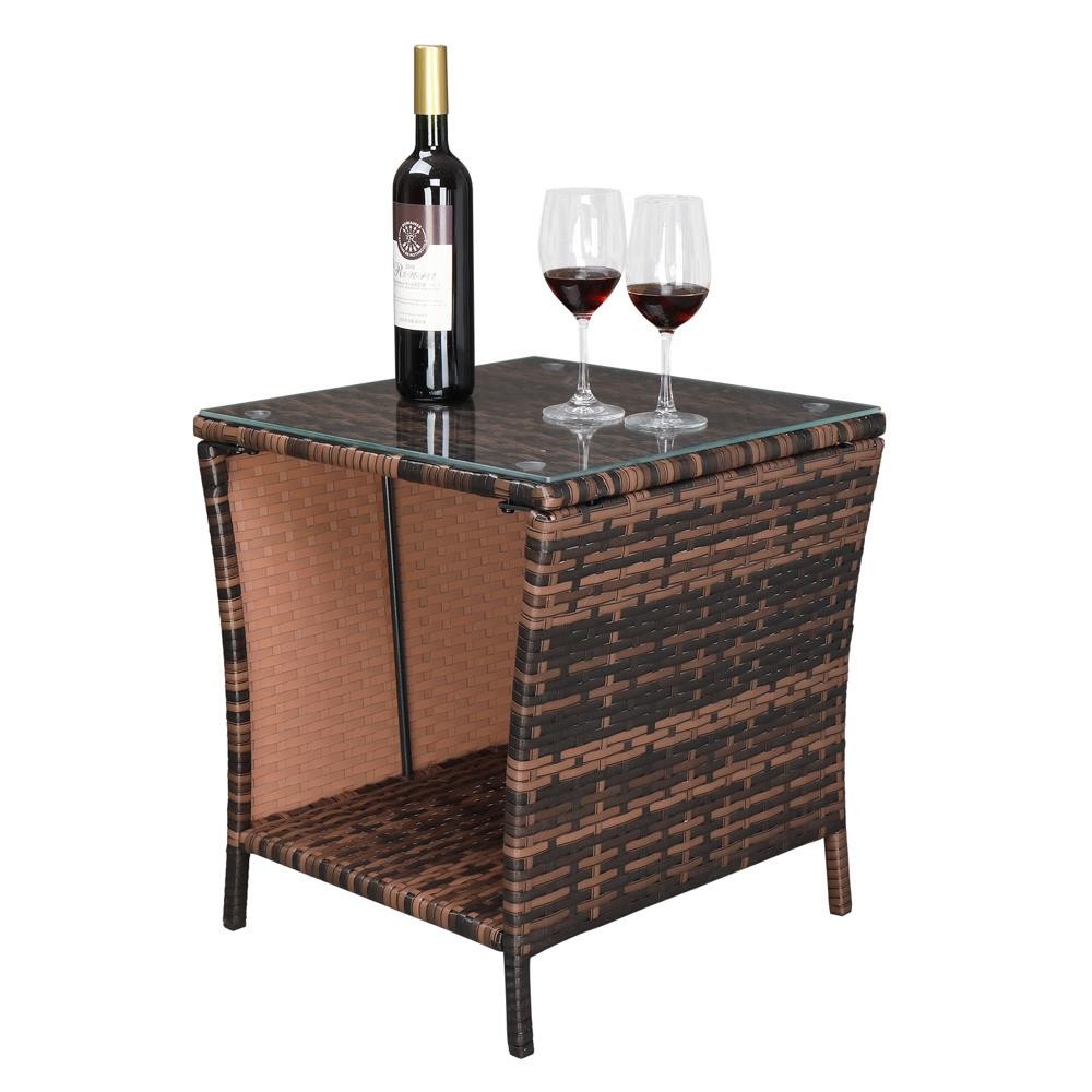 Wicker Rattan Side End Table Sofa Accent Bedside Storage Livingroom Coffee Couch