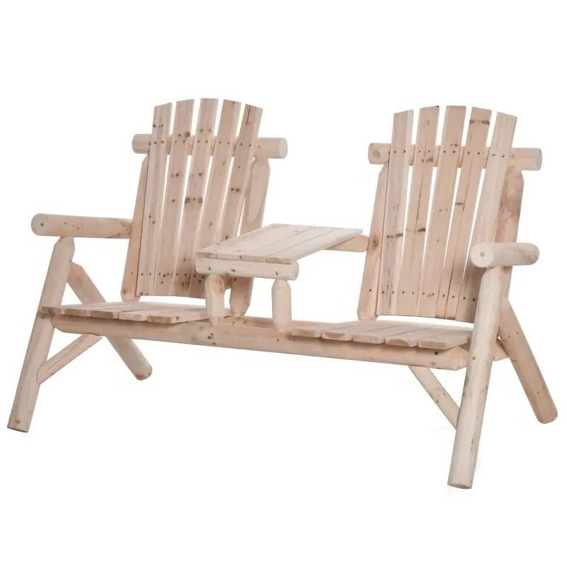 Adirondack Patio Lounger Set 2 Chairs Center Table Outdoor Natural