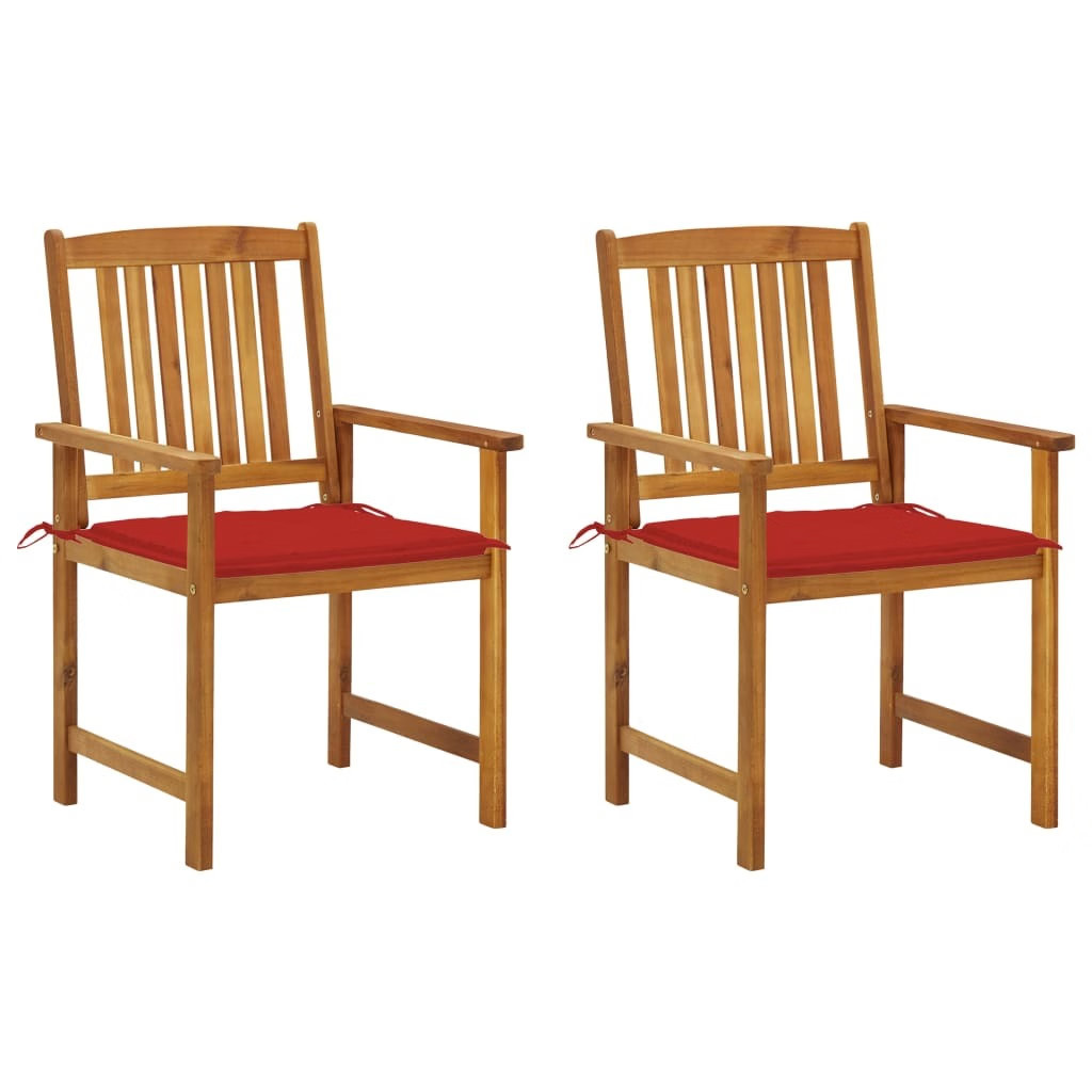Patio Chairs with Cushions 2 pcs Solid Acacia Wood