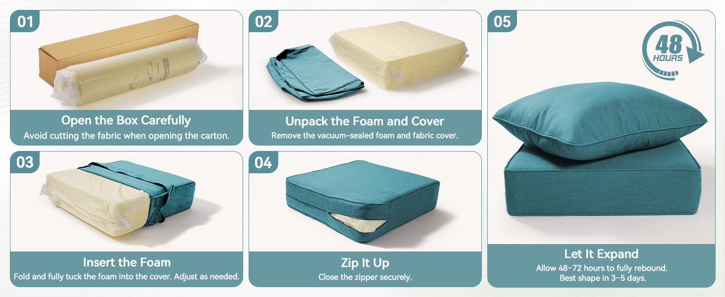 Outdoor Chair Cushions for Patio Furniture – 1 Pack Outside High Back Thick