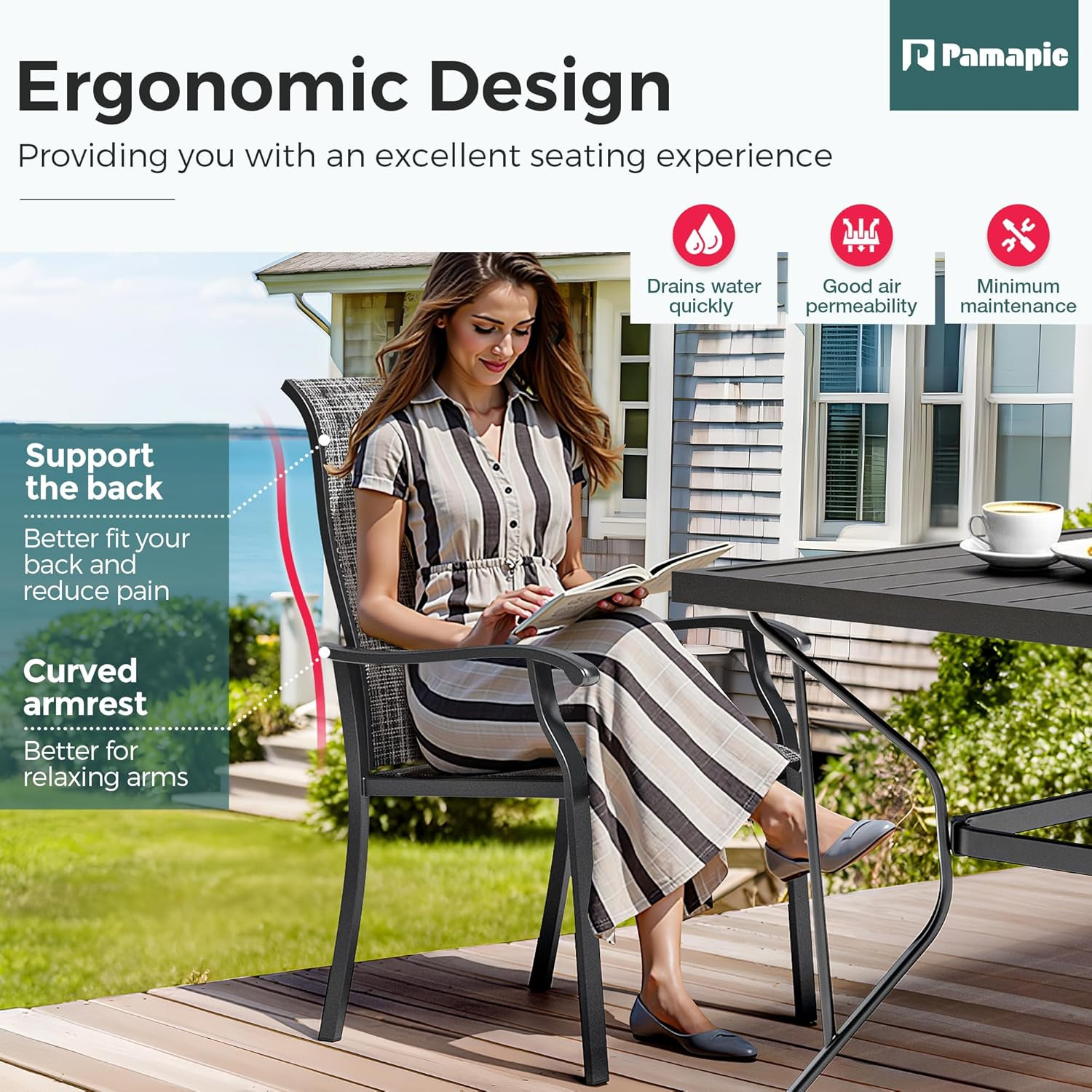 5-Piece Outdoor Dining Set, Patio Furniture Set with 4 Regular Chairs,Patio Dini