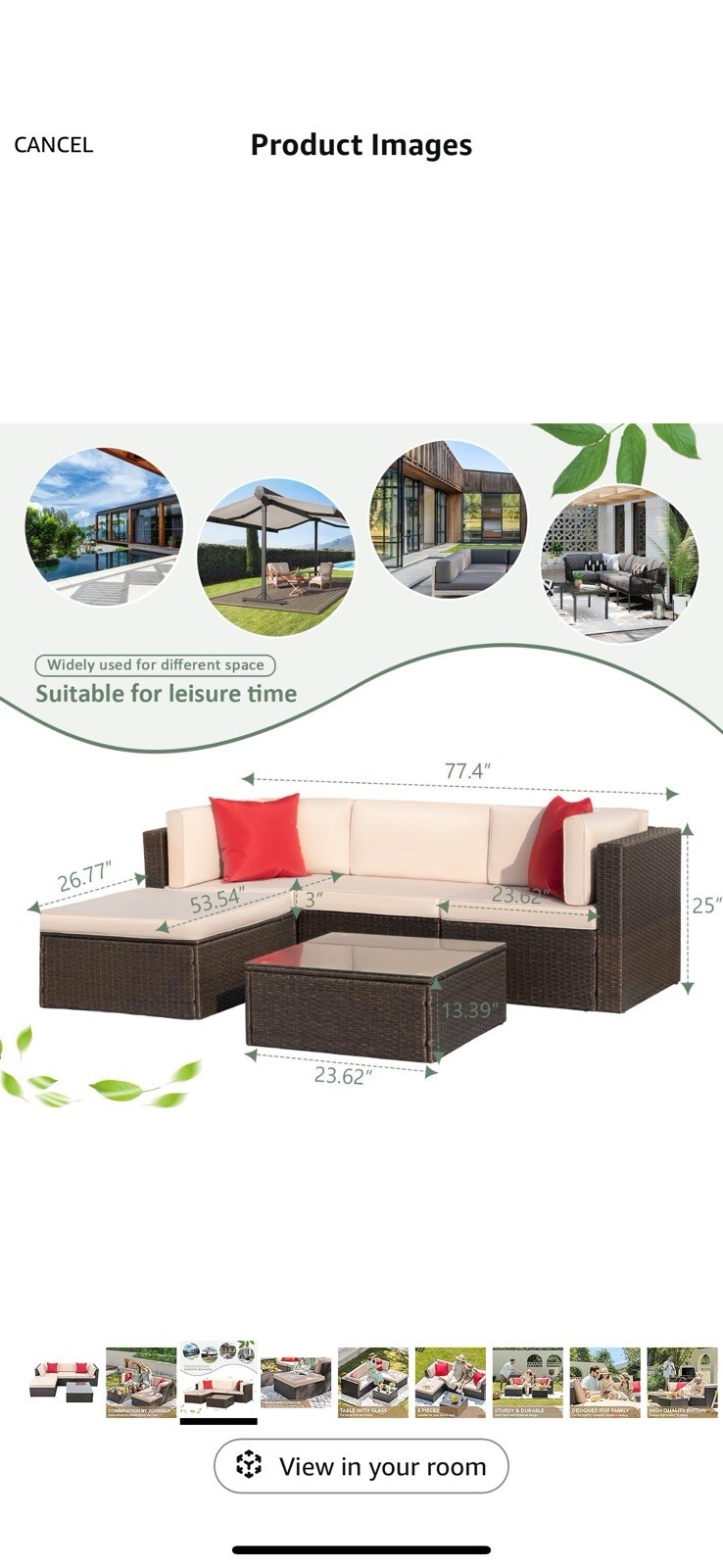 devoko 5 piece outdoor patio set