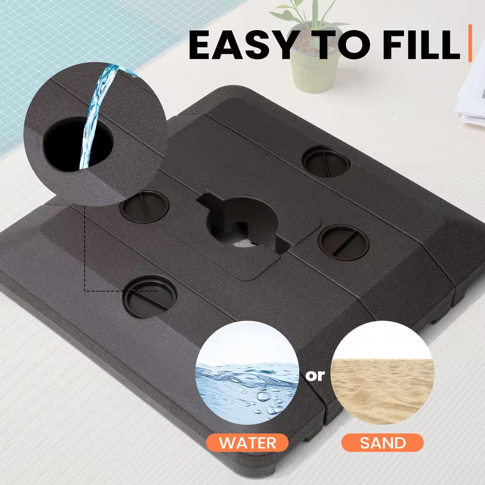 Fillable 240 Lbs. Modern HDPE Premium Square Shaped Offset Cantilever Patio Umbr