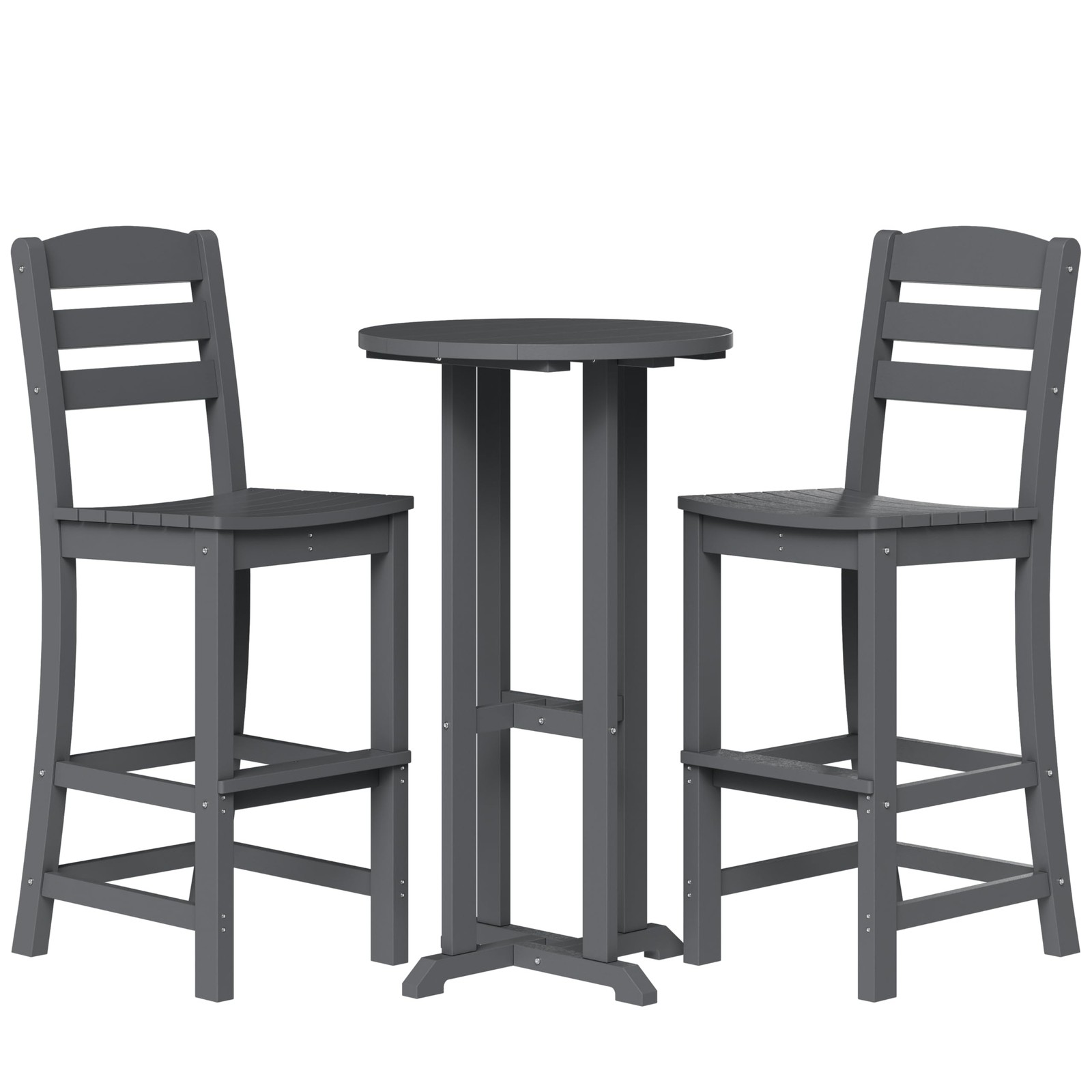 3 Pieces Outdoor High Top Bar Set, 1 Patio High Top Round Table and 2 Bar Hei…