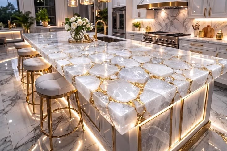 White Quartz Stone Countertop – Elegant Durable Slab for Home Renovation