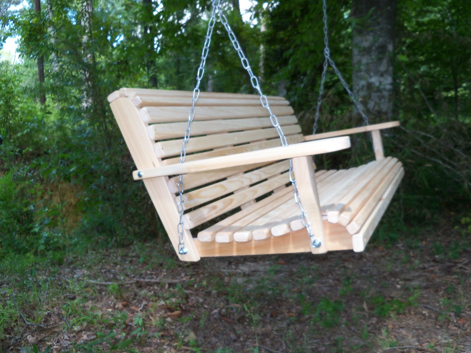 4ft Cypress Wooden Roll Porch Swing with CUP ARMS & Hanging Hardware made in USA