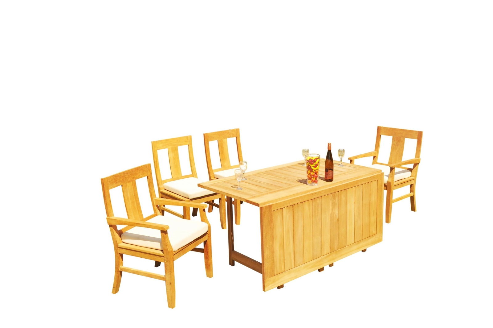A-Grade Teak 5pc Dining 60″ Square Rectangle Butterfly Table Osborne Chair Set