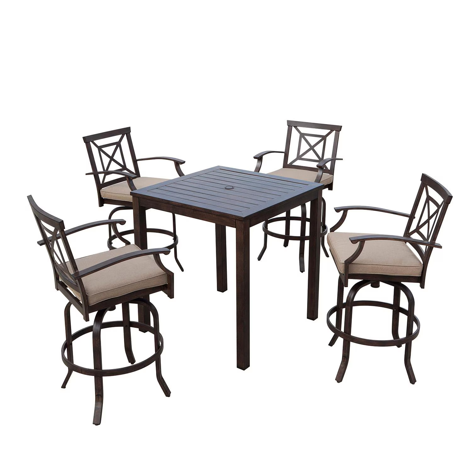 Atlantis 5 Pc Aluminum Bar Set in Walnut/Beige by Darlee