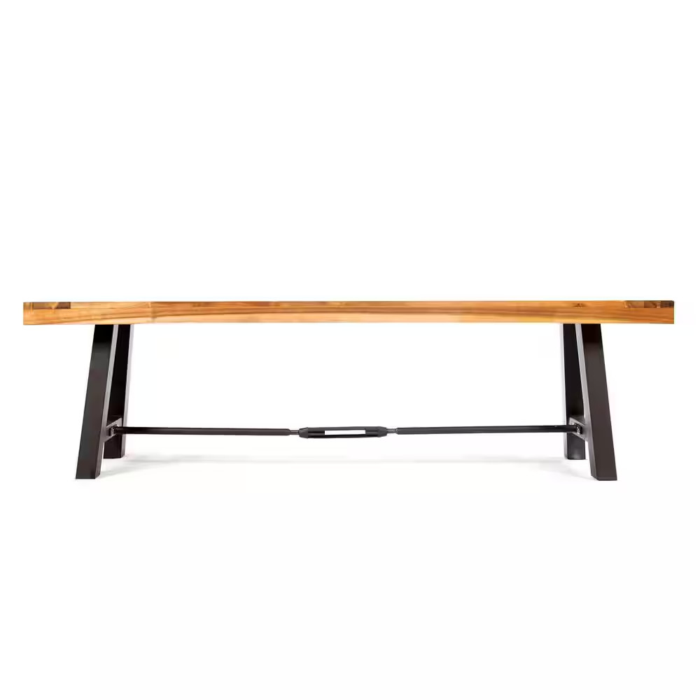63 In. Wood Outdoor Dining Bench-Backless Patio Seating, Weather-Resistant Slatt