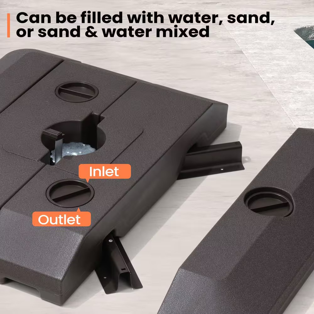 Fillable 240 Lbs. Modern HDPE Premium Square Shaped Offset Cantilever Patio Umbr