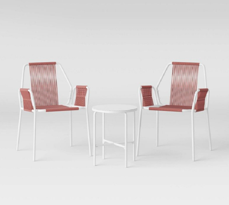 PROJECT 62 FISHER 3-PIECE PATIO CHAT SET, MAUVE/WHITE