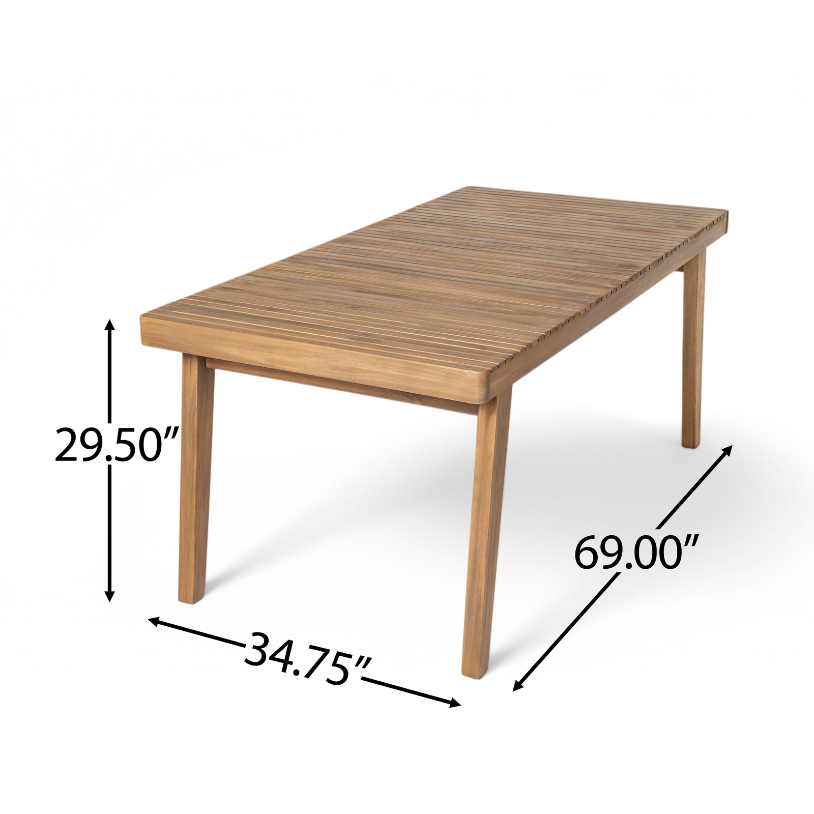 5 Pieces Acacia Wood Outdoor Dining Furniture Set 69in Table +4 Chairs Deck Yard