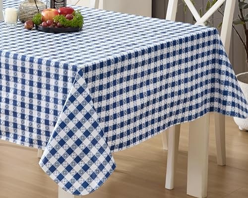 60 x 102 Inch Rectangle Vinyl Tablecloth with 60″ x 102″ Rectangle Blue
