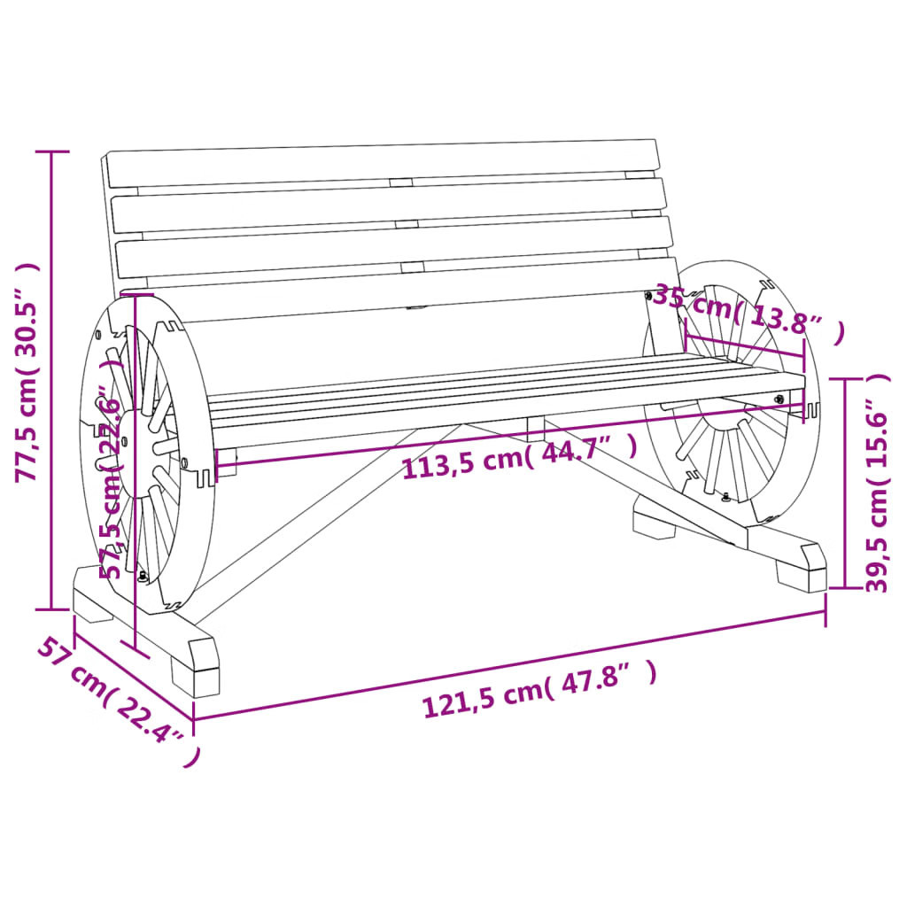 Patio Bench 2-Seater Solid Wood Fir