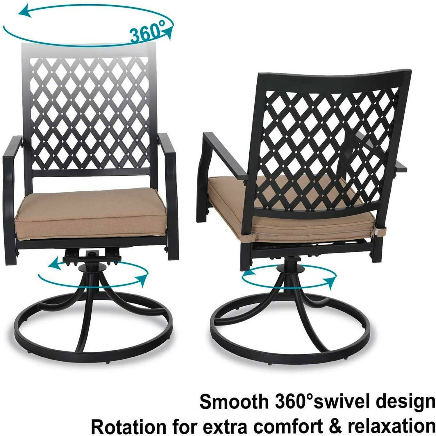 5 Piece Patio Dining Set Outdoor Furniture Set Swivel Chairs Table