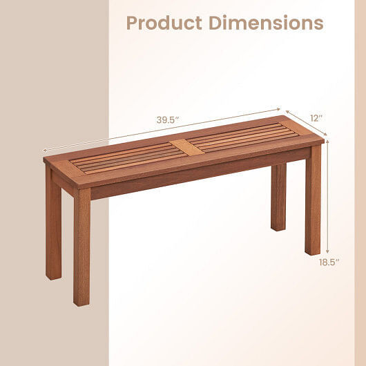 2-Seater Patio Backless Dining Bench with Breathable Slatted Seat – Color: Natur