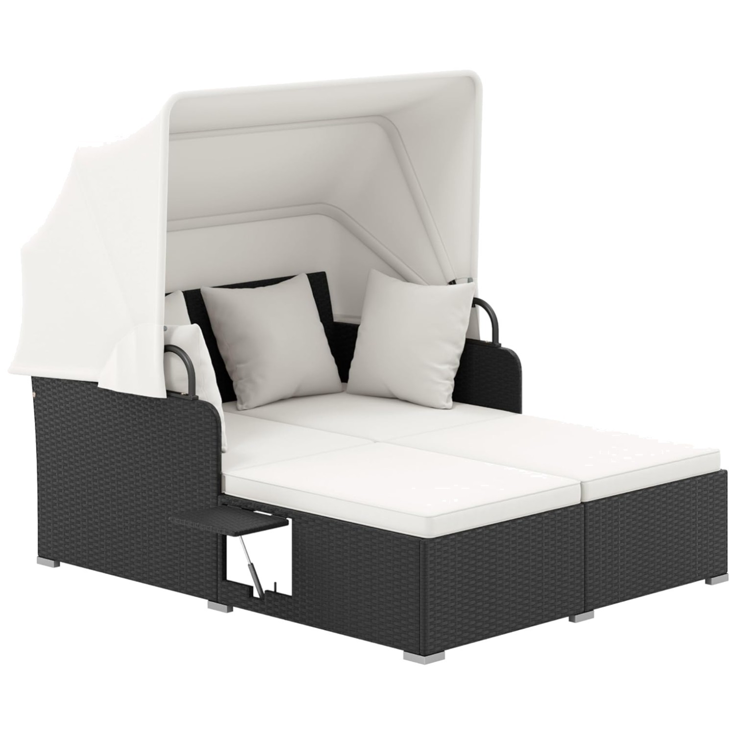 Outdoor Rattan Daybed with Retractable Canopy
