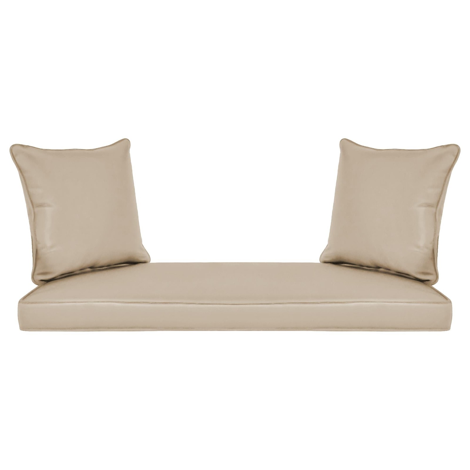 Pemberly Row Patio Love Seat and Coffee Table Set in Black with Tan Cushion
