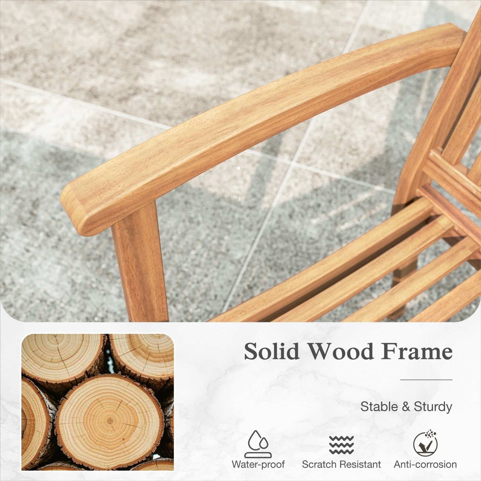 9PCS Outdoor Dining Set Expandable Wooden Patio Table Chairs Set Acacia Wood