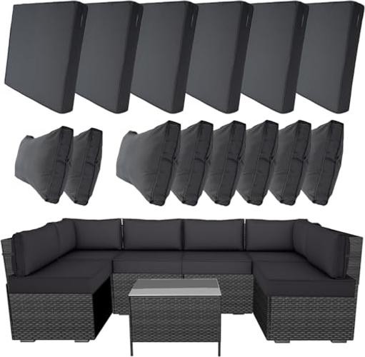 14 Piece Outdoor Patio Cushion Covers 25.6″L x 25.6″W x 4″H (covers) Dark Gray