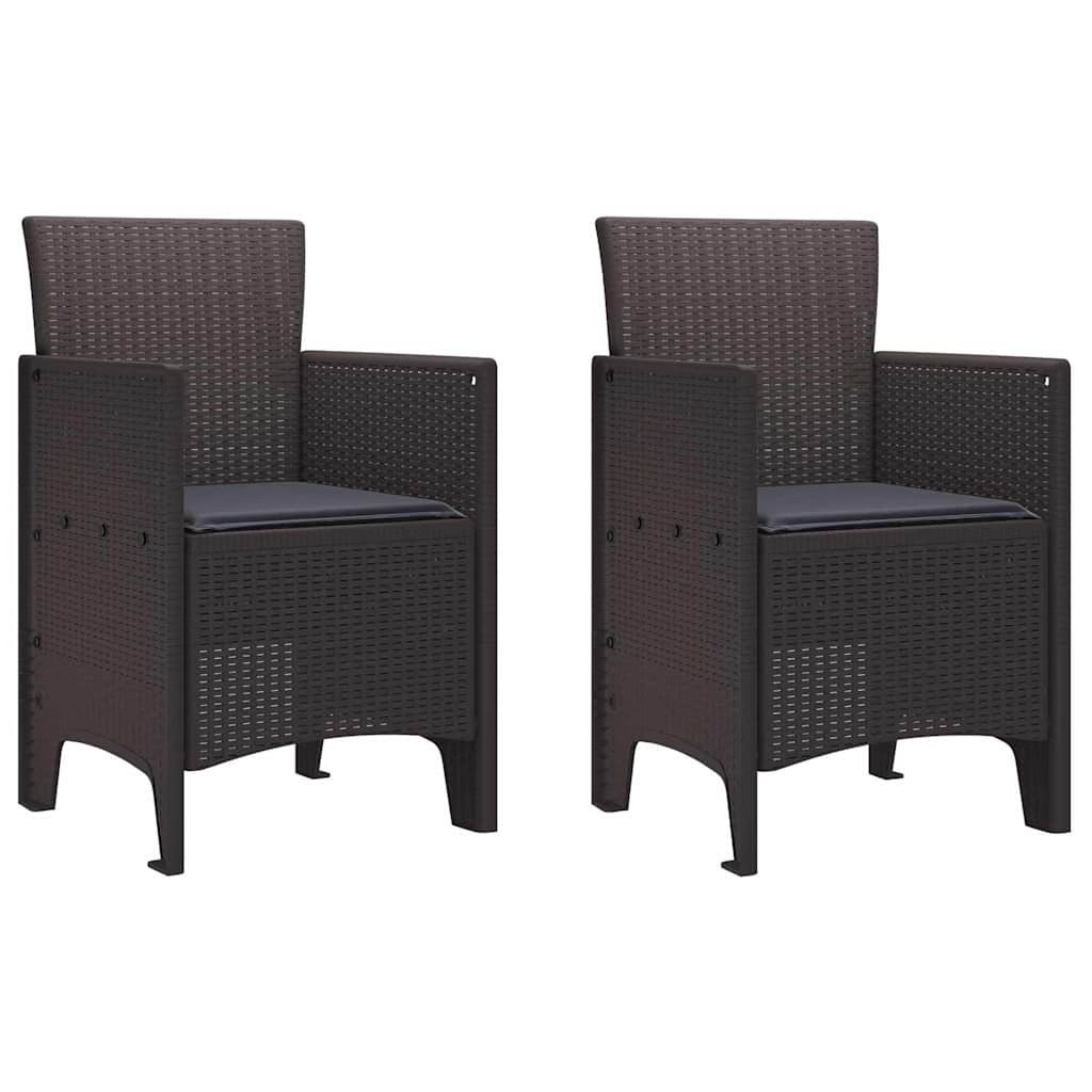 Garden Chair 2 pcs Brown Polypropylene