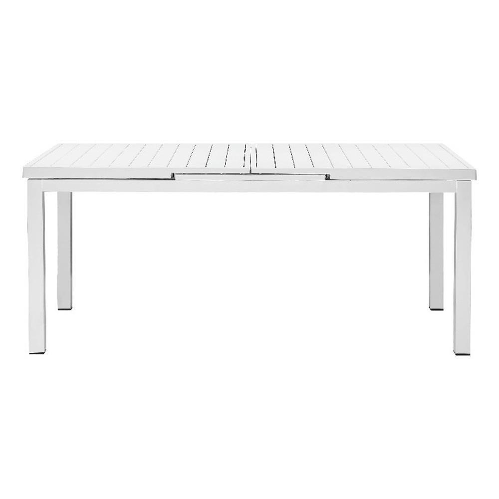 Pemberly Row 30×95″ Modern Aluminum Extension Table in White Finish