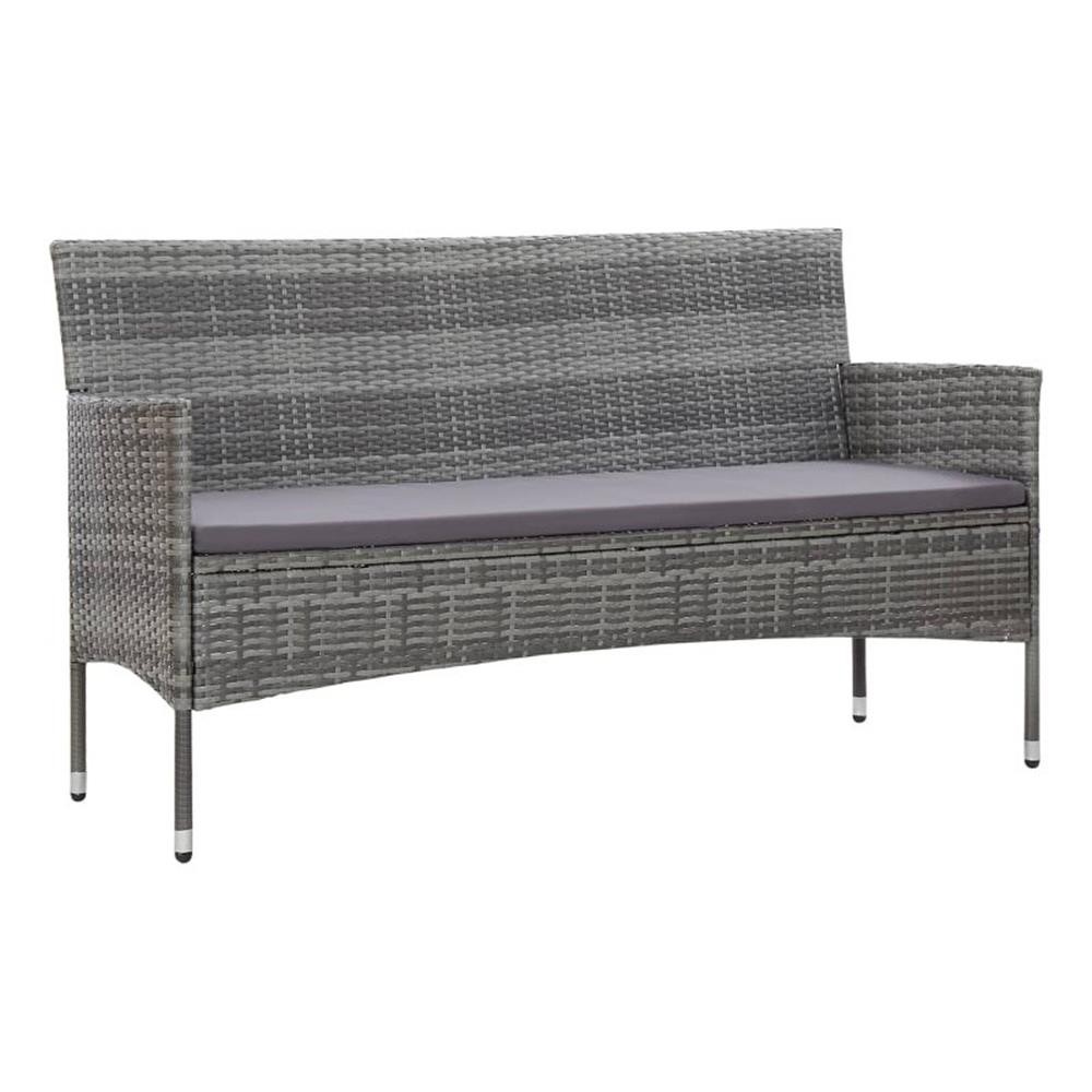 Bowery Hill 3-Seater PE Rattan And Steel And Polyester Fabric Sofa in Gray