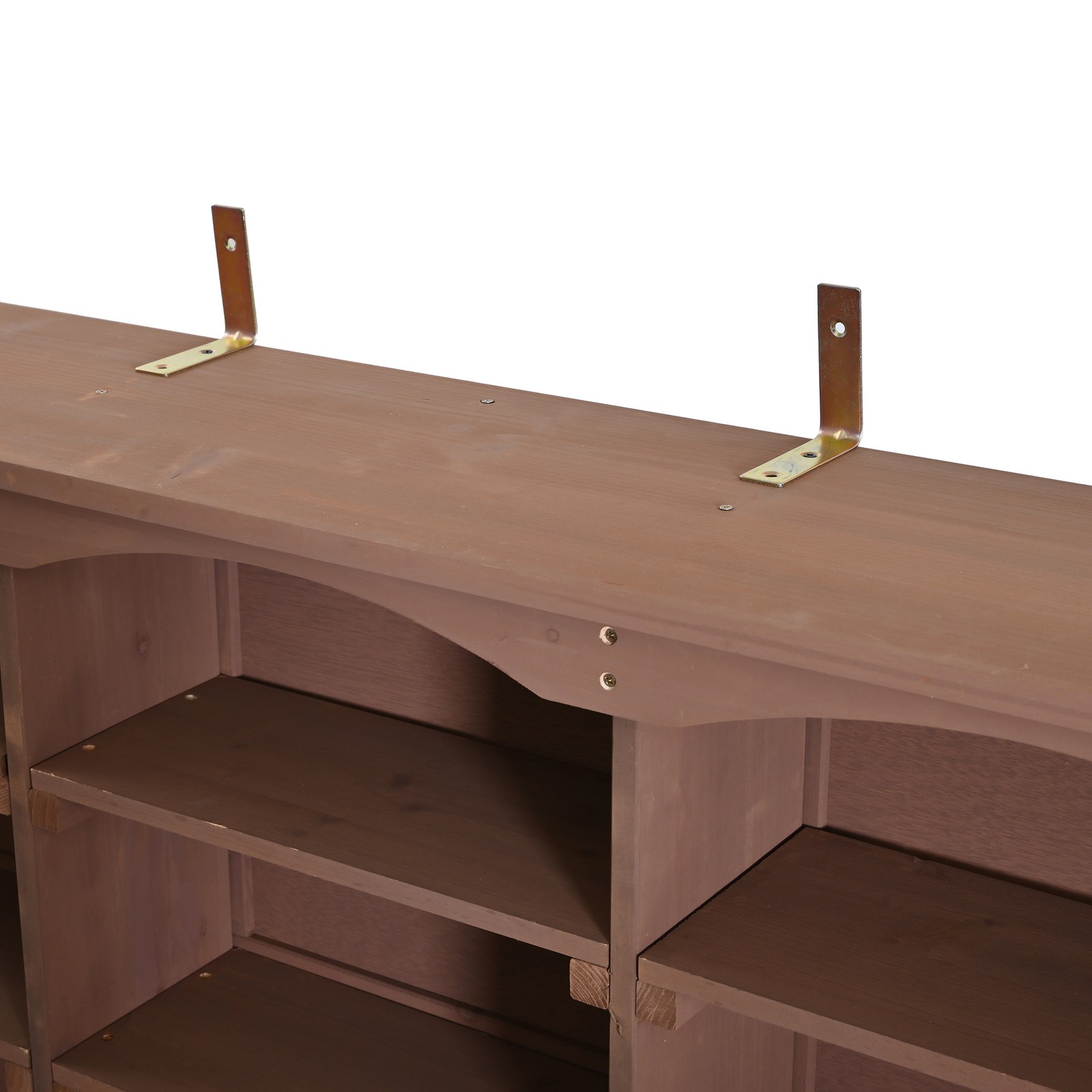 Large Fir Wood Potting Bench with Hutch & Drawers, Rustic Brown Outdoor