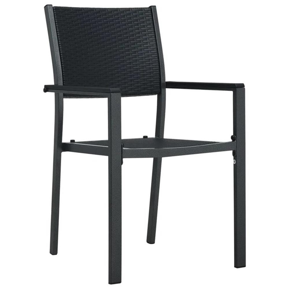 Bowery Hill Contemporary Powder-Coated Steel Garden Dining Set in Black