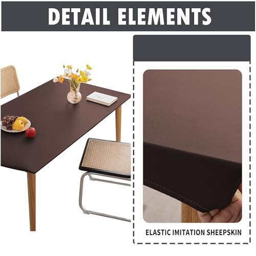 PU Stretch Fitted Rectangle Tablecloth with 55″ x 35″ (Rectangular) Coffee