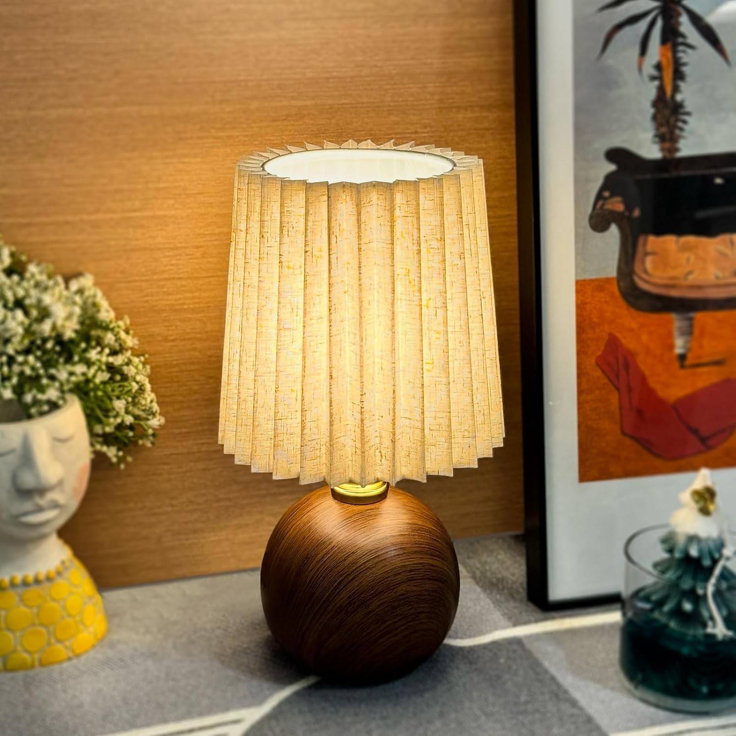 Small Pleated Table Lp for Bedroom, Bedside Lps for Nightstand,