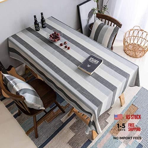 Square Tablecloth 52×52, Striped Table Cover for 52″ x 52″ (Square) 01 Grey