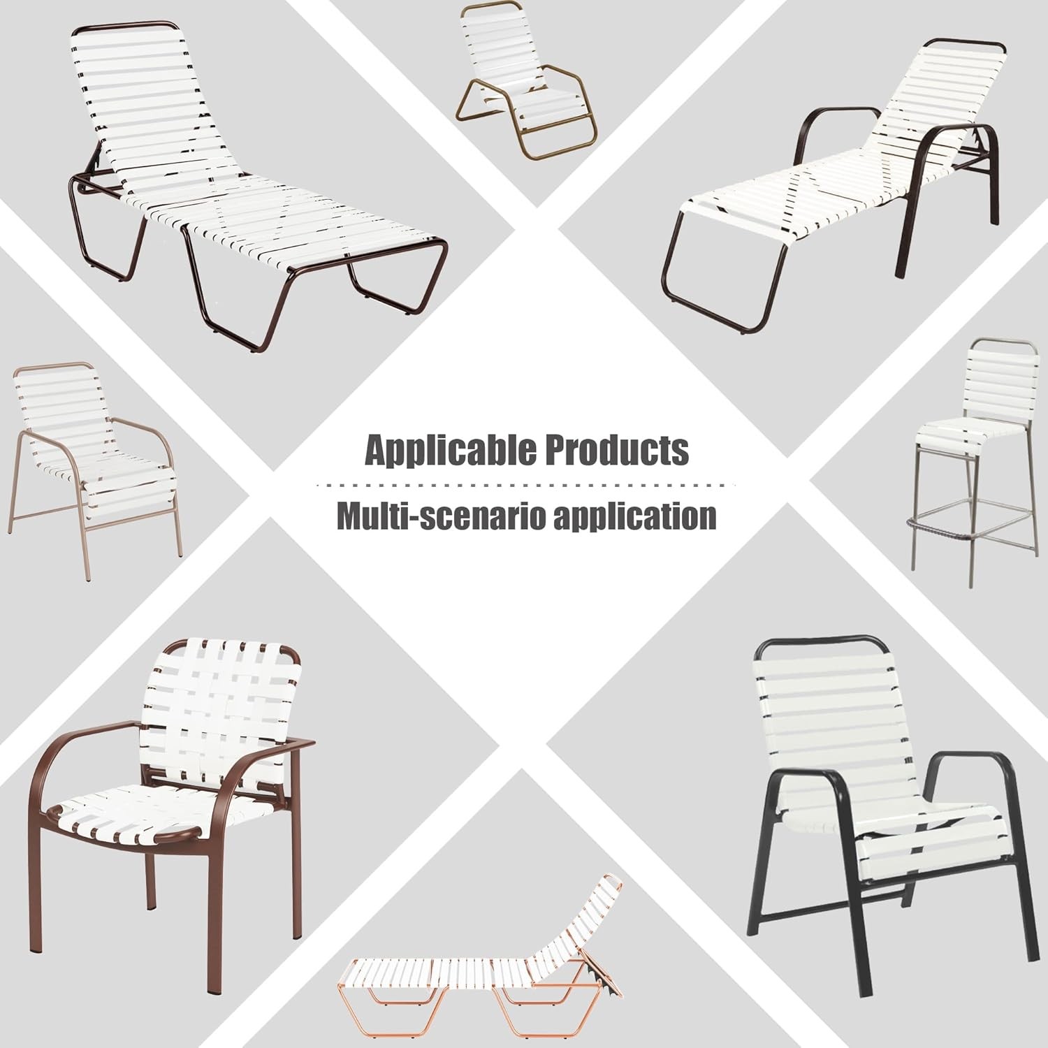 Vinyl Straps for Patio Chair Repair Kit 2” 10 Ft strap + 20 rivets, White